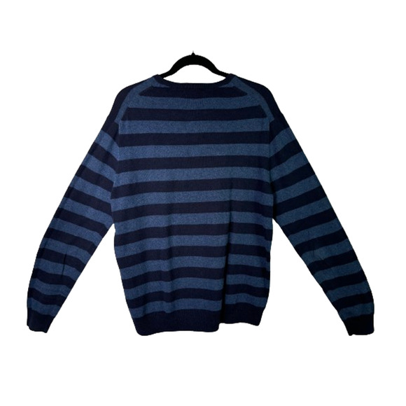 J. Crew Mens Size L Blue Knit Cashmere Blend Long Sleeve V Neck Pullover Sweater - Picture 4 of 9